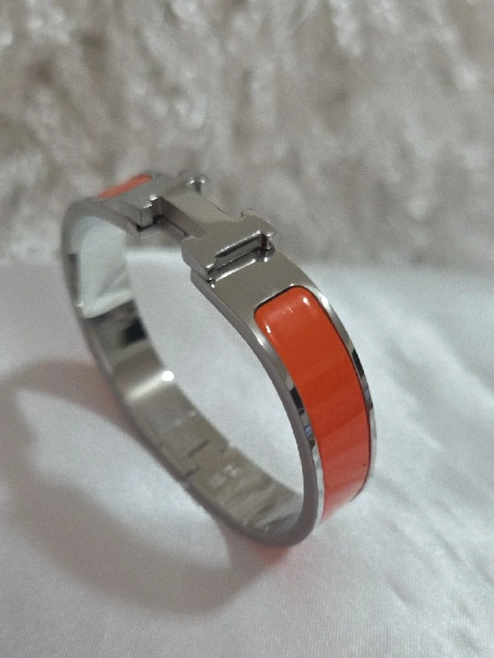 Enamel Hinge Click H Silver Colorful Bangle Bracelets